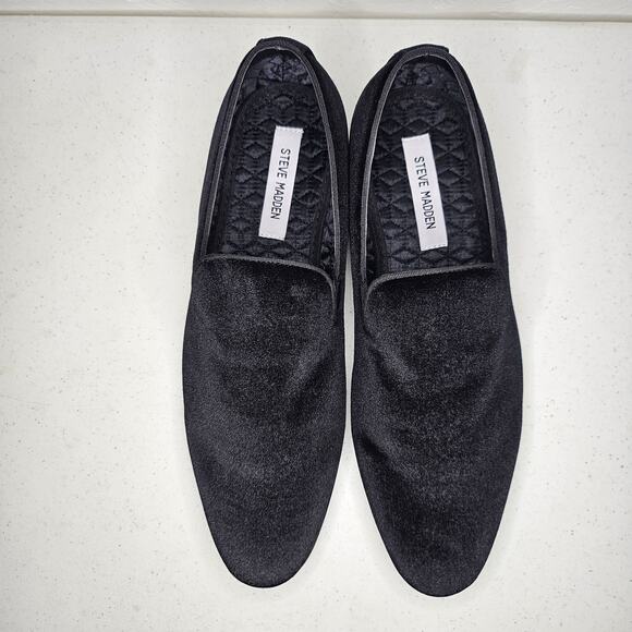 Steve Madden Laight Velvet Slip On Loafers Men Size 8.5 Black 099085 New in Box - Picture 4 of 6